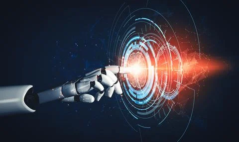 MLP Future artificial intelligence and machine learning for AI droid robot or Stockillustratie