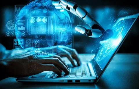 MLP Future artificial intelligence and machine learning for AI droid robot or Stock Illustration