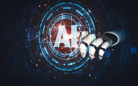 MLP Future artificial intelligence and machine learning for AI droid robot or 库存插图