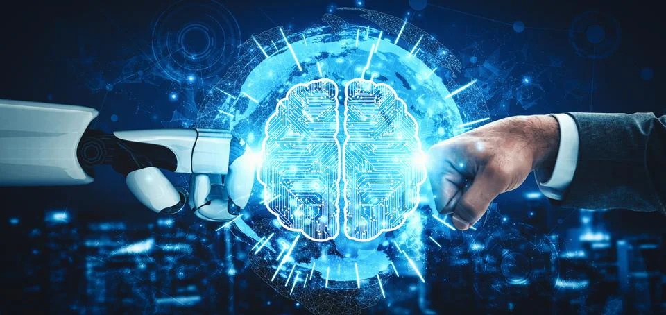 MLP Future artificial intelligence and machine learning for AI droid robot or Stock Illustration