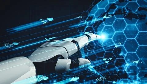 MLP Future artificial intelligence and machine learning for AI droid robot or 스톡 일러스트