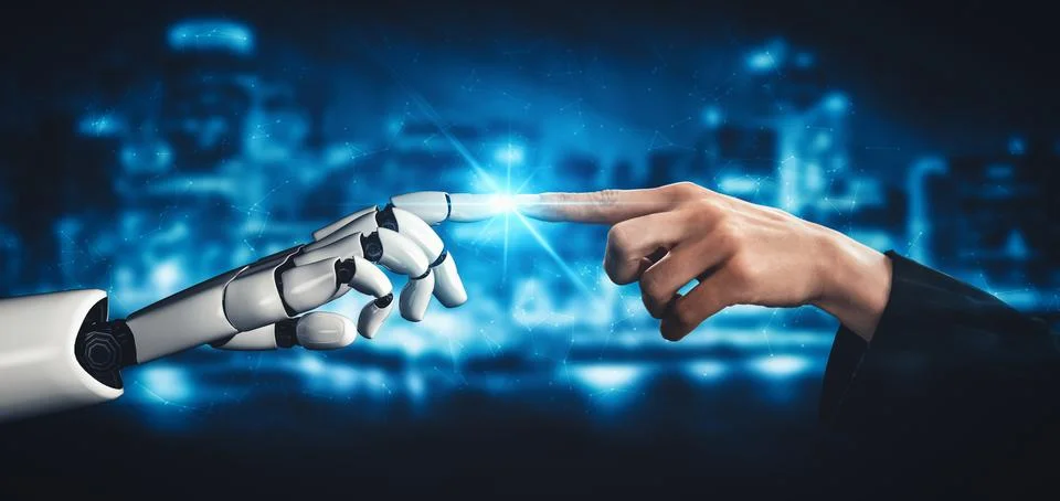 MLP Future artificial intelligence and machine learning for AI droid robot or Illustrazione stock