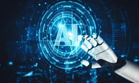 MLP Future artificial intelligence and machine learning for AI droid robot or Illustrazione stock