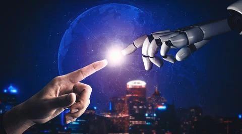 MLP Future artificial intelligence and machine learning for AI droid robot or 库存插图