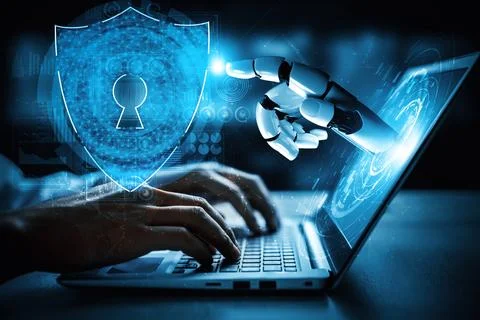 MLP Future artificial intelligence and machine learning for AI droid robot or Illustrazione stock