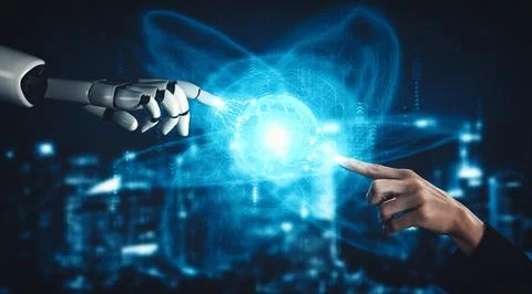 MLP Future artificial intelligence and machine learning for AI droid robot or Ilustración de archivo