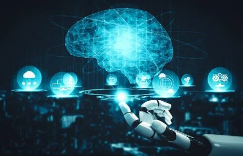 MLP Future artificial intelligence and machine learning for AI droid robot or 스톡 일러스트