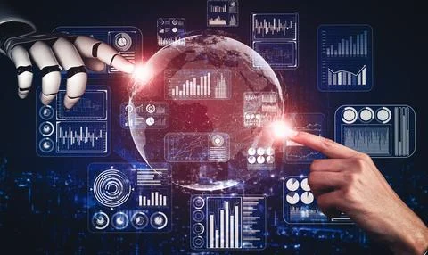 MLP Future artificial intelligence and machine learning for AI droid robot or Stock Illustration