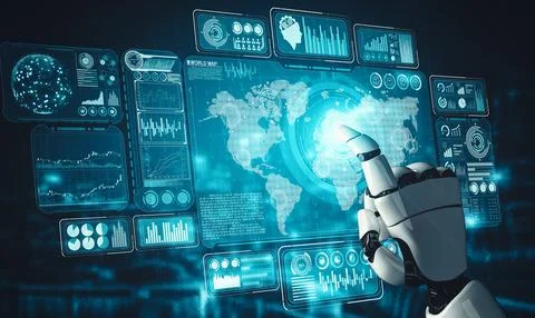 MLP Future artificial intelligence and machine learning for AI droid robot or 스톡 일러스트