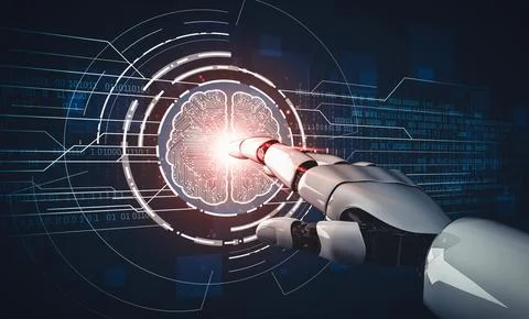 MLP Future artificial intelligence and machine learning for AI droid robot or 스톡 일러스트