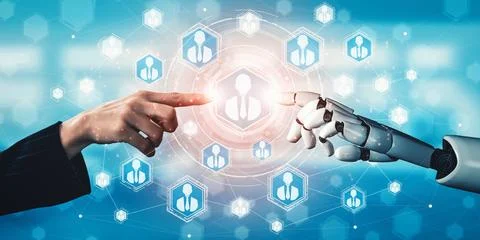 MLP Future artificial intelligence and machine learning for AI droid robot or Stock Illustration