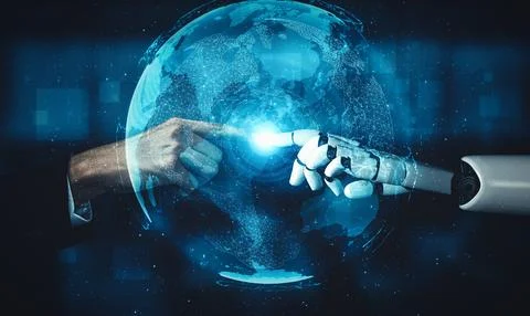 MLP Future artificial intelligence and machine learning for AI droid robot or Stock Illustration