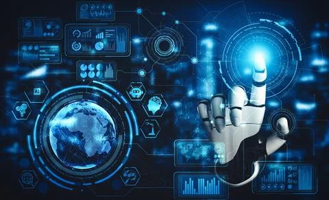 MLP Future artificial intelligence and machine learning for AI droid robot or Stock Illustration