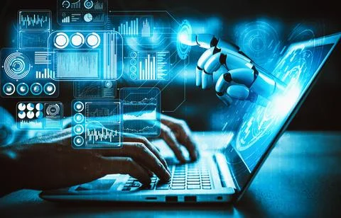 MLP Future artificial intelligence and machine learning for AI droid robot or Stock Illustration