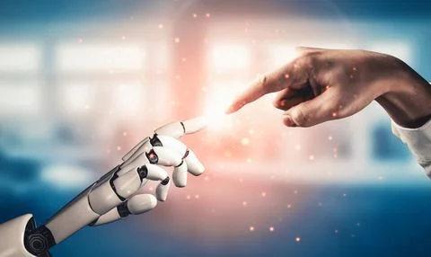 MLP Future artificial intelligence and machine learning for AI droid robot or Illustrazione stock