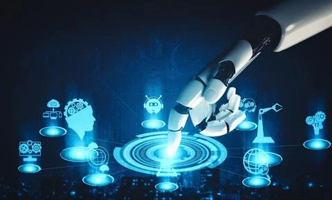 MLP Future artificial intelligence and machine learning for AI droid robot or Stock Illustration