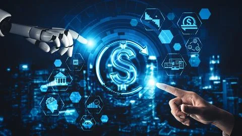 MLP Future artificial intelligence and machine learning for AI droid robot or Illustrazione stock