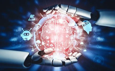 MLP Future artificial intelligence and machine learning for AI droid robot or Stock Illustration