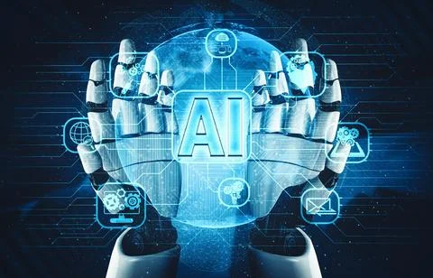 MLP Future artificial intelligence and machine learning for AI droid robot or Stock Illustration