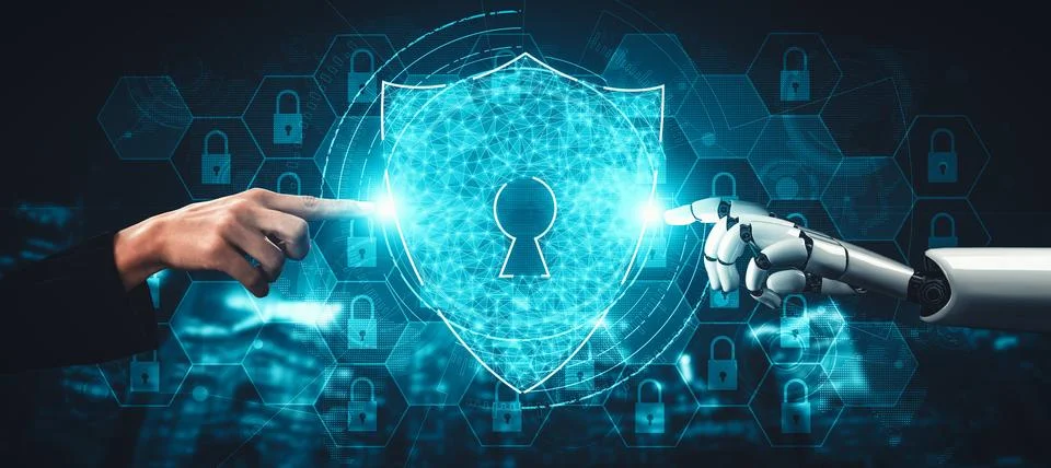 MLP Future artificial intelligence and machine learning for AI droid robot or Illustrazione stock