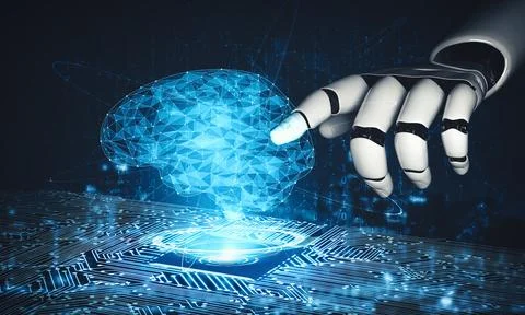 MLP Future artificial intelligence and machine learning for AI droid robot or 库存插图