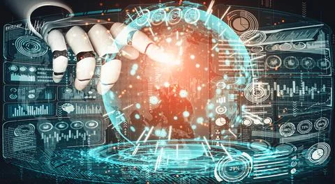 MLP Future artificial intelligence and machine learning for AI droid robot or Ilustración de archivo