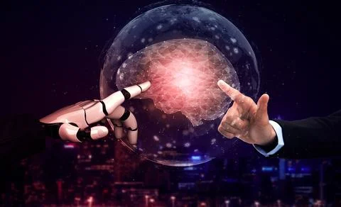 MLP Future artificial intelligence and machine learning for AI droid robot or Ilustración de archivo
