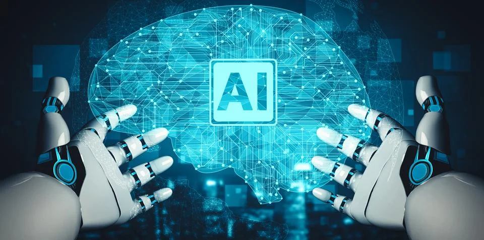 MLP Future artificial intelligence and machine learning for AI droid robot or Stock Illustration