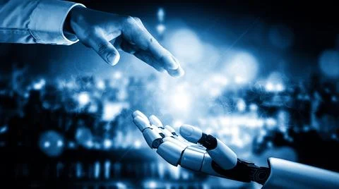 MLP Future artificial intelligence and machine learning for AI droid robot or Illustrazione stock