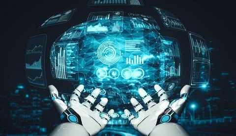 MLP Future artificial intelligence and machine learning for AI droid robot or Stock Illustration