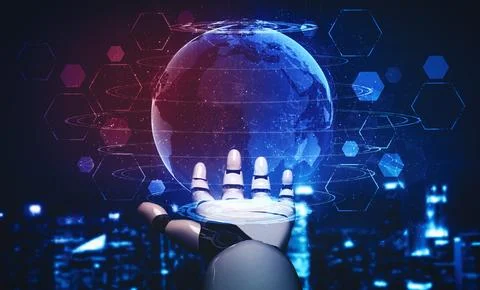 MLP Future artificial intelligence and machine learning for AI droid robot or Illustrazione stock