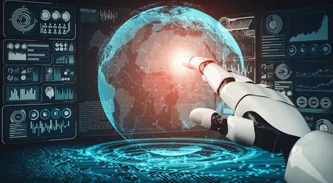 MLP Future artificial intelligence and machine learning for AI droid robot or Ilustración de archivo