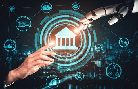 MLP Future artificial intelligence and machine learning for AI droid robot or Illustrazione stock