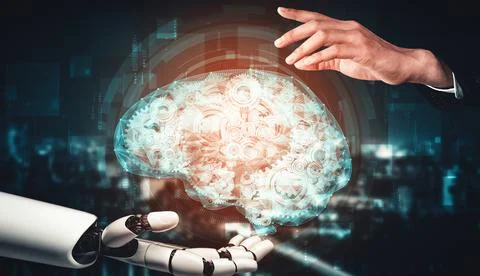 MLP Future artificial intelligence and machine learning for AI droid robot or 库存插图