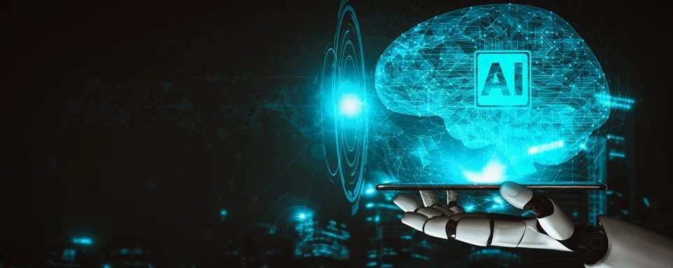 MLP Future artificial intelligence and machine learning for AI droid robot or 스톡 일러스트