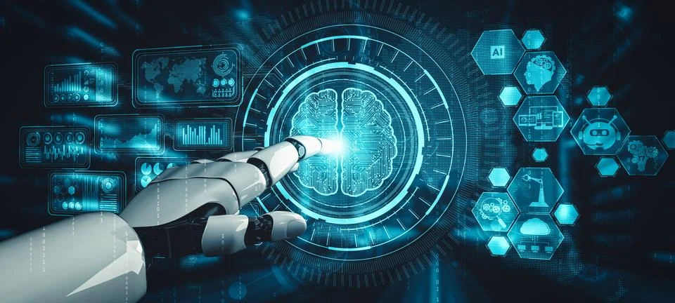 MLP Future artificial intelligence and machine learning for AI droid robot or イラスト素材