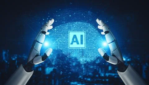 MLP Future artificial intelligence and machine learning for AI droid robot or Stock Illustration