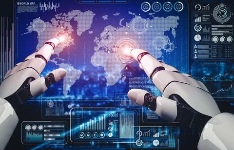 MLP Future artificial intelligence and machine learning for AI droid robot or Stock Illustration