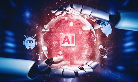 MLP Future artificial intelligence and machine learning for AI droid robot or Stock Illustration