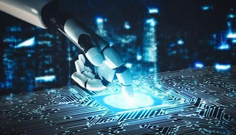 MLP Future artificial intelligence and machine learning for AI droid robot or 스톡 일러스트