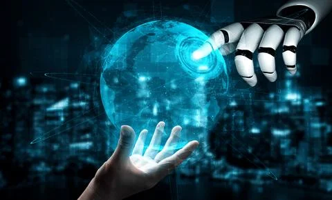 MLP Future artificial intelligence robot and cyborg. Stock Illustration