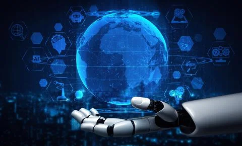 MLP Future artificial intelligence robot and cyborg. Stock Illustration