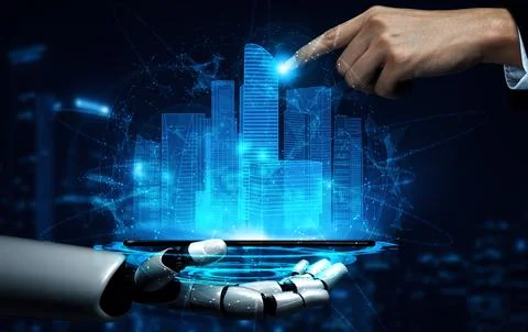 MLP Future artificial intelligence robot and cyborg. Stock Illustration