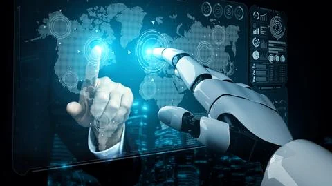 MLP Future artificial intelligence robot and cyborg. Stock Illustration