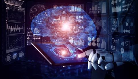MLP Future artificial intelligence robot and cyborg. Stock Illustration