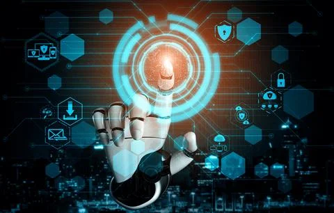 MLP Future artificial intelligence robot and cyborg. Stock Illustration