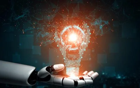 MLP Future artificial intelligence robot and cyborg. Illustrazione stock