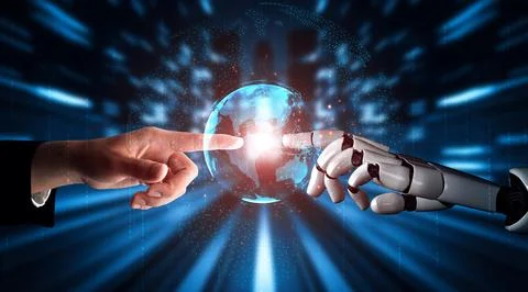 MLP Future artificial intelligence robot and cyborg. Stock Illustration