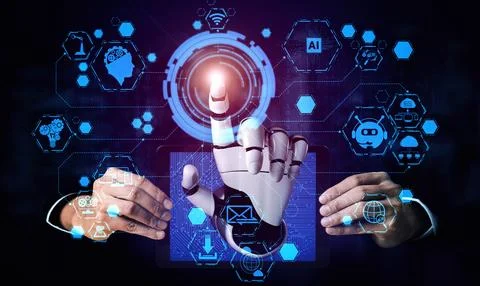 MLP Future artificial intelligence robot and cyborg. Stock Illustration