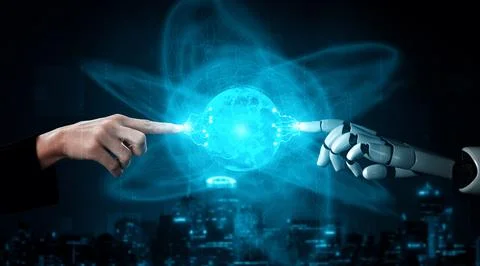 MLP Future artificial intelligence robot and cyborg. Stock Illustration